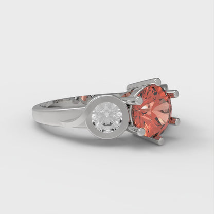 1.72 cttw Zirconia Simulated Red Diamond Three-Stone Engagement Ring - Solid Gold (VVS1, Round Cut,6.5mm)