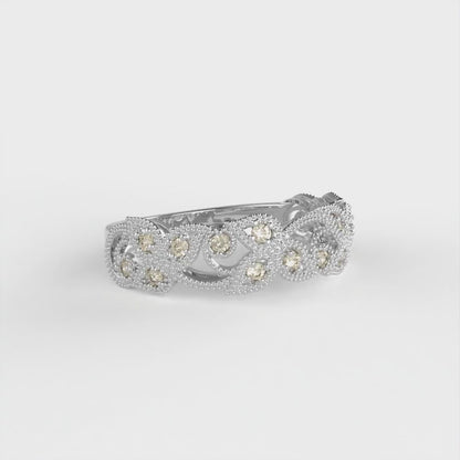 0.17 cttw Simulated Champagne Diamond Round Cut White Gold Eternity Wedding Band