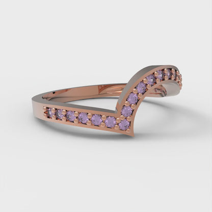 0.165 cttw Simulated Alexandrite Round Cut Rose Gold Eternity Wedding Band