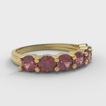 1.19 cttw Simulated Ruby Round Cut Yellow Gold Eternity Wedding Band