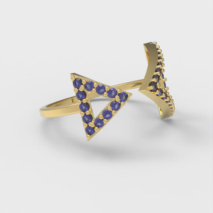 0.2475 cttw Simulated Blue Sapphire Statement Engagement Ring - Solid Gold (Round Cut,1.2mm)