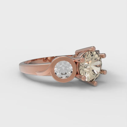 1.72 cttw Natural Morganite Three-Stone Engagement Ring - Solid Gold (Round Cut,6.5mm)