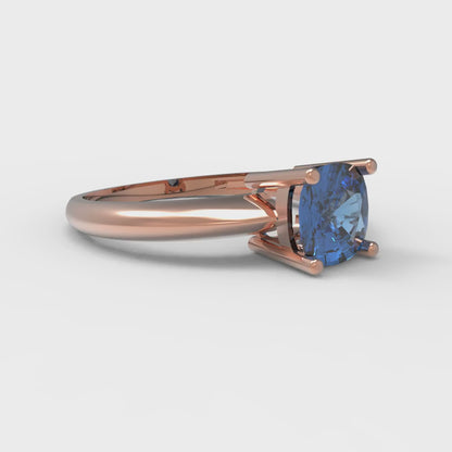 1 cttw Simulated Tanzanite Solitaire  Engagement Ring - Solid Gold (Cushion Cut,6mm)