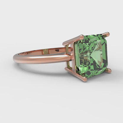 2.5 cttw Zirconia Simulated Green Diamond Solitaire  Engagement Ring - Solid Rose Gold (VVS1, Asscher Cut,8.0mm)