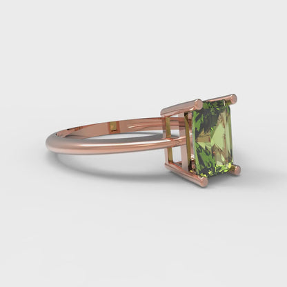 1 cttw Natural Peridot Solitaire  Engagement Ring - Solid Gold (Radiant Cut,7x5mm)