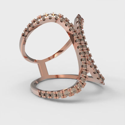 0.5 cttw Yellow Moissanite Statement Engagement Ring - Solid Rose Gold (VVS1, Round Cut,1.3mm)