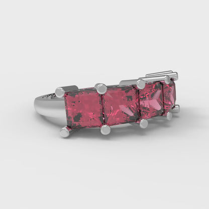 2.5 cttw Simulated Pink Tourmaline Princess Cut White Gold Eternity Wedding Band