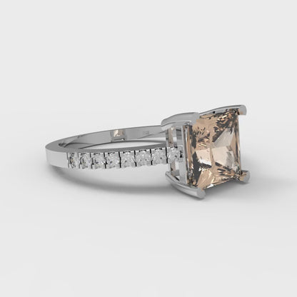 1.62 cttw Yellow Moissanite Solitaire with Zirconia Simulated Diamond Accents Engagement Ring - Solid Gold (Princess Cut,6.5mm)