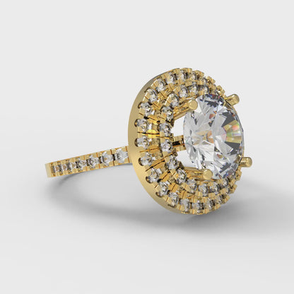 2.6 cttw White Sapphire Hidden Halo Engagement Ring - Solid Gold (Round Cut,8.0mm)