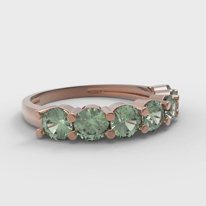 1.19 cttw Simulated Green Diamond Round Cut Rose Gold Eternity Wedding Band