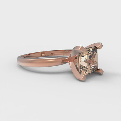 1.5 cttw Yellow Moissanite Solitaire  Engagement Ring - Solid Gold (Princess Cut,6.5mm)