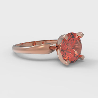 2.5 cttw Zirconia Simulated Red Diamond Solitaire  Engagement Ring - Solid Rose Gold (VVS1, Round Cut,8.5mm)