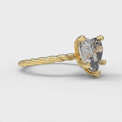 2 cttw Moissanite Solitaire  Engagement Ring - Solid Yellow Gold (VVS1, Heart Cut,8.0mm)