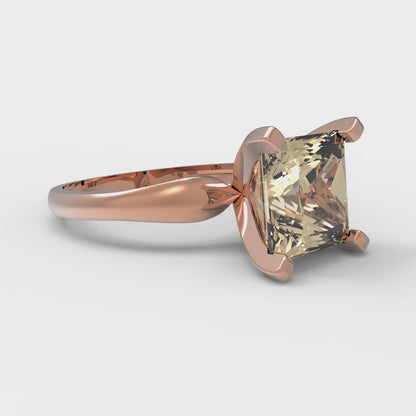 2.5 cttw Natural Morganite Solitaire  Engagement Ring - Solid Gold (Princess Cut,7.5mm)
