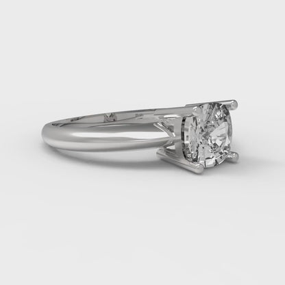1 cttw White Sapphire Solitaire  Engagement Ring - Solid White Gold (VVS1, Cushion Cut,6mm)