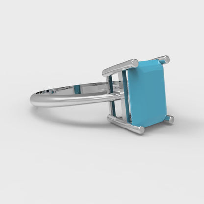 2.5 cttw Simulated Turquoise Solitaire  Engagement Ring - Solid Gold (Radiant Cut,8.5x6.5mm)