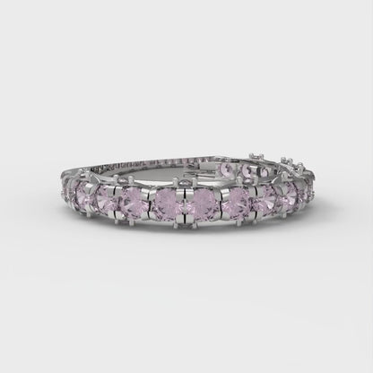 3.13 cttw Simulated Pink Diamond Round Cut White Gold Eternity Wedding Band