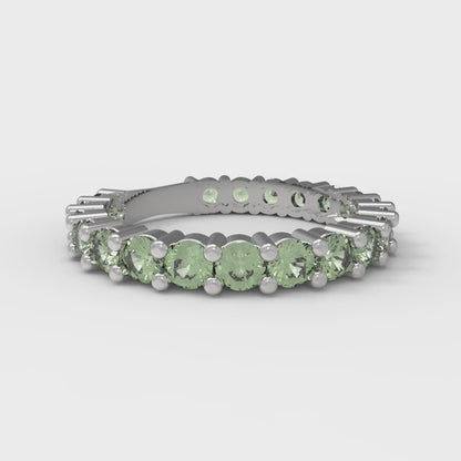 1.26 cttw Simulated Green Diamond Round Cut White Gold Eternity Wedding Band