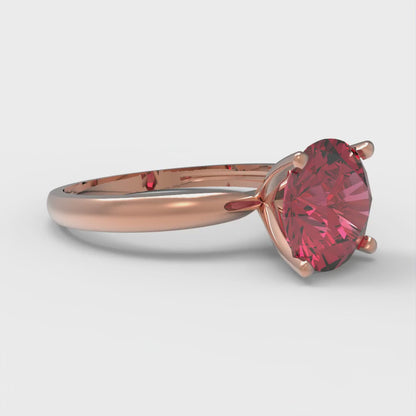 2 cttw Simulated Pink Tourmaline Solitaire  Engagement Ring - Solid Gold (Round Cut,8.0mm)