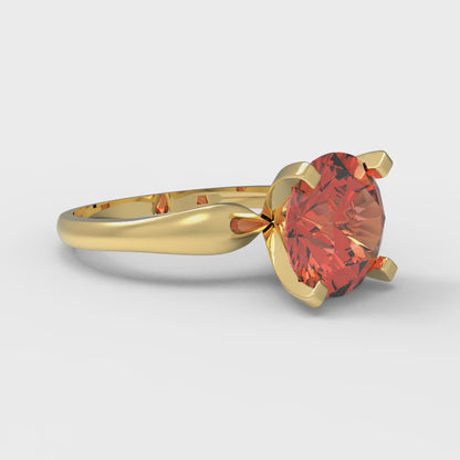 2.5 cttw Zirconia Simulated Red Diamond Solitaire  Engagement Ring - Solid Yellow Gold (VVS1, Round Cut,8.5mm)