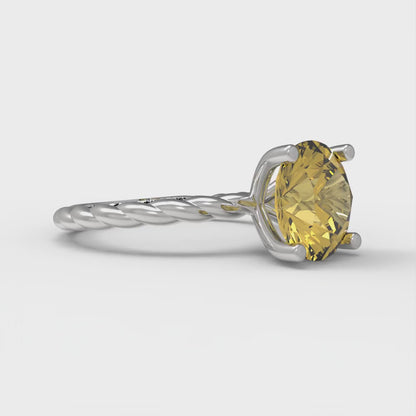 2 cttw Natural Citrine Solitaire  Engagement Ring - Solid Gold (Round Cut,8.0mm)