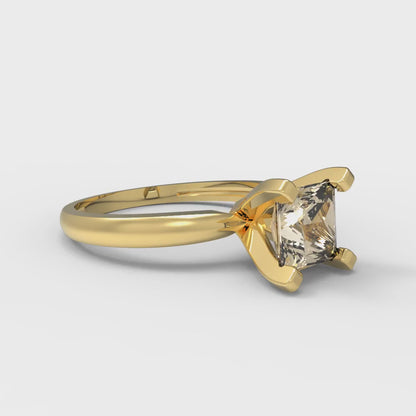 1 cttw Natural Morganite Solitaire  Engagement Ring - Solid Gold (Princess Cut,5.5mm)