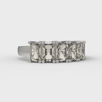 2.61 cttw Natural Morganite Emerald Cut White Gold Eternity Wedding Band