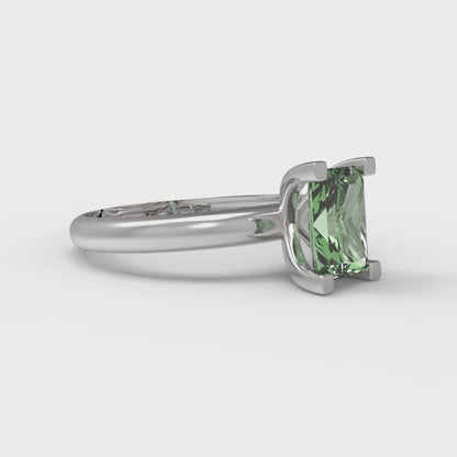 1 cttw Zirconia Simulated Green Diamond Solitaire  Engagement Ring - Solid Gold (VVS1, Emerald Cut,7X5mm)