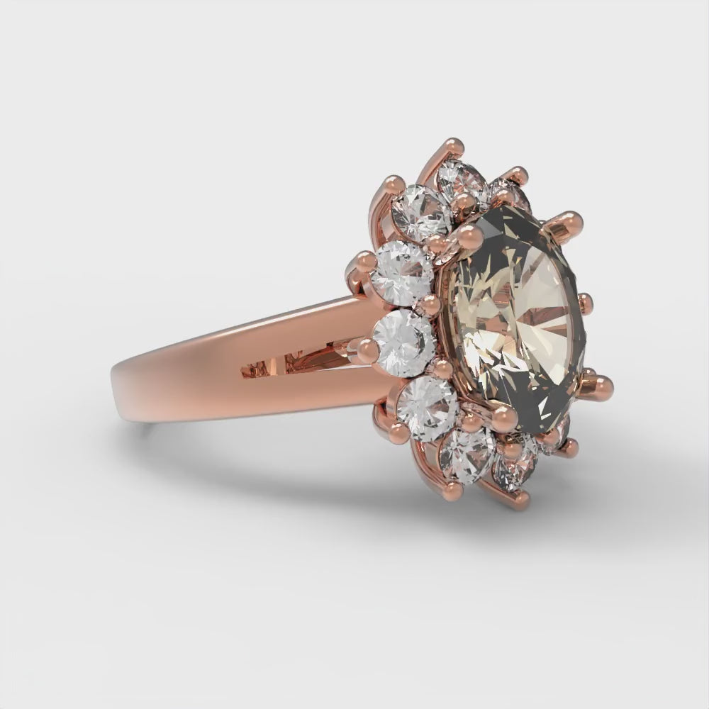 2.72 cttw Natural Morganite Hidden Halo Engagement Ring - Solid Gold (Oval Cut,9x7mm)