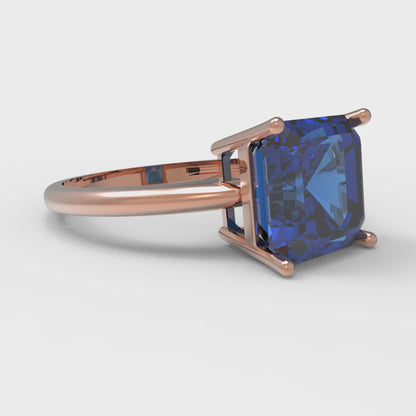 2.5 cttw Simulated Tanzanite Solitaire  Engagement Ring - Solid Gold (Asscher Cut,8.0mm)
