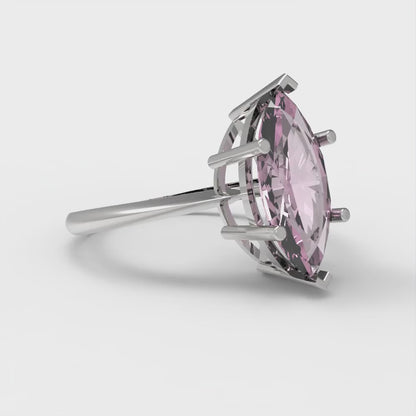 2.5 cttw Zirconia Simulated Pink Diamond Solitaire  Engagement Ring - Solid White Gold (VVS1, Marquise Cut ,13x6.5mm)