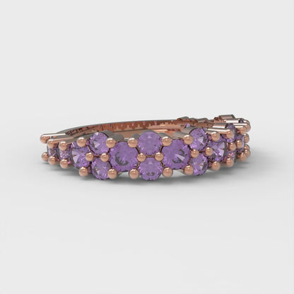 0.98 cttw Simulated Alexandrite Round Cut Rose Gold Eternity Wedding Band