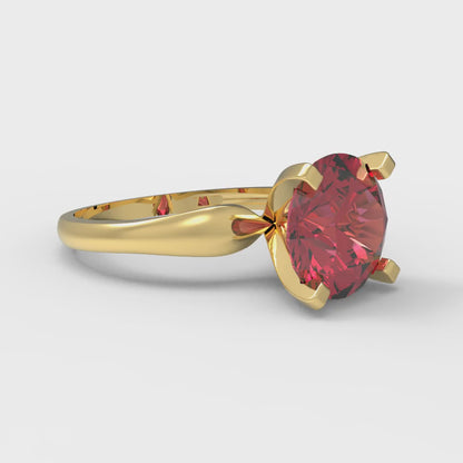 2.5 cttw Simulated Pink Tourmaline Solitaire  Engagement Ring - Solid Yellow Gold (VVS1, Round Cut,8.5mm)