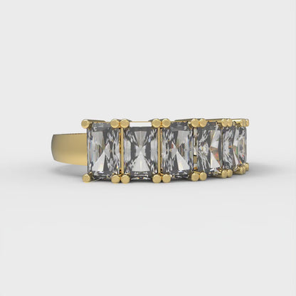 2.61 cttw Moissanite Emerald Cut Yellow Gold Eternity Wedding Band