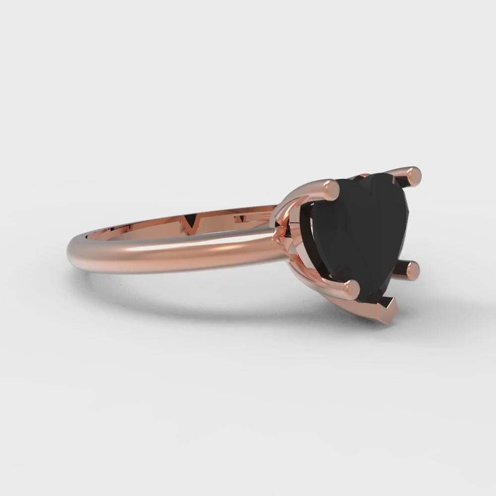 2 cttw Natural Onyx Solitaire  Engagement Ring - Solid Gold (Heart Cut,8mm)