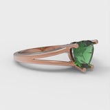 1.0 ct Brilliant Heart Cut Simulated Emerald Stone Rose Gold Solitaire Ring