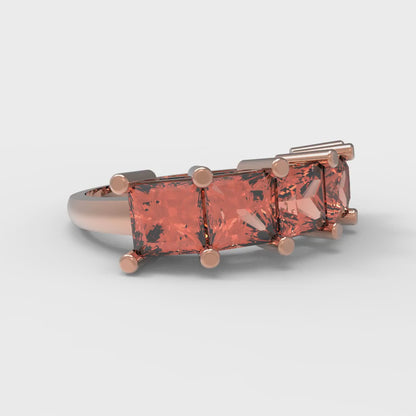 2.5 cttw Simulated Red Diamond Princess Cut Rose Gold Eternity Wedding Band