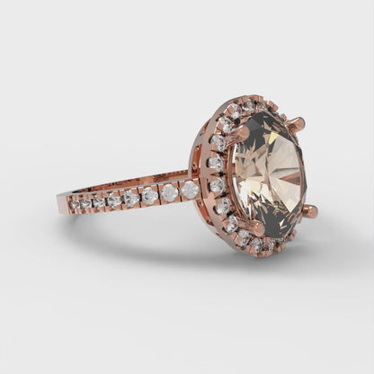 2.27 cttw Yellow Moissanite Solitaire with Zirconia Simulated Diamond Accents Engagement Ring - Solid Gold (Oval Cut,9X7mm)