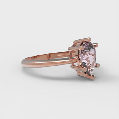 1 cttw Zirconia Simulated Pink Diamond Solitaire  Engagement Ring - Solid Gold (VVS1, Pear Cut,8x5mm)
