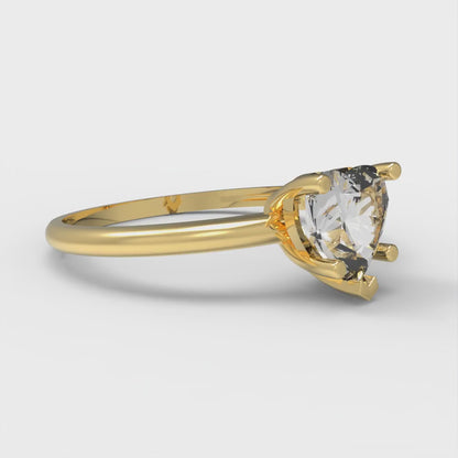 1.25 cttw Zirconia Simulated Diamond Solitaire  Engagement Ring - Solid Gold (VVS1, Heart Cut,7.0mm)