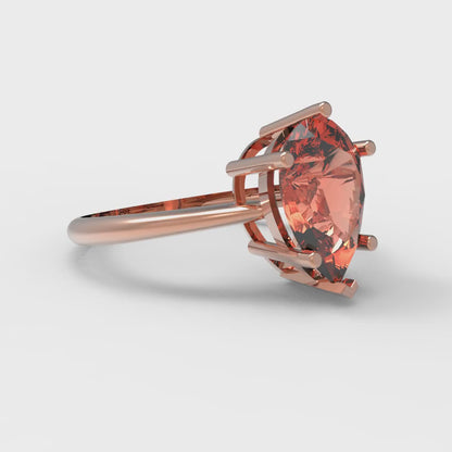 2 cttw Zirconia Simulated Red Diamond Solitaire  Engagement Ring - Solid Gold (VVS1, Pear Cut,10x7mm)