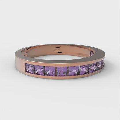 0.78 cttw Simulated Alexandrite Princess Cut Rose Gold Eternity Wedding Band