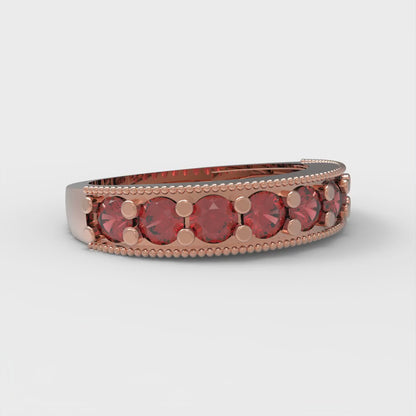 0.81 cttw Simulated Ruby Round Cut Rose Gold Eternity Wedding Band