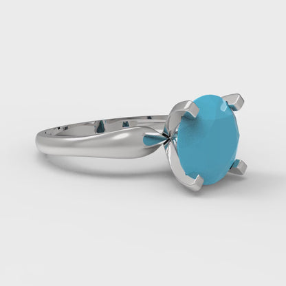 2.5 cttw Simulated Turquoise Solitaire  Engagement Ring - Solid Gold (Round Cut,8.5mm)