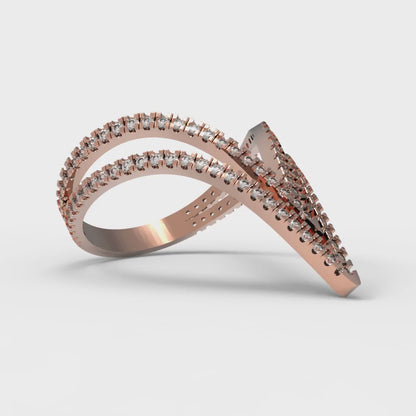 0.525 cttw Moissanite Statement Engagement Ring - Solid Rose Gold (VVS1, Round Cut,1.0mm)