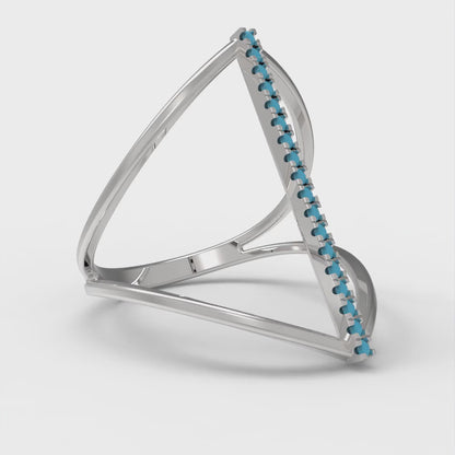 0.09 cttw Simulated Turquoise Statement Engagement Ring - Solid Gold (Round Cut,1.0mm)