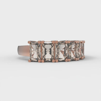 2.61 cttw Yellow Moissanite Emerald Cut Rose Gold Eternity Wedding Band