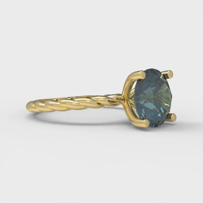 2 cttw Natural London Blue Topaz Solitaire  Engagement Ring - Solid Gold (Round Cut,8.0mm)