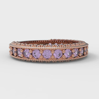 1.44 cttw Simulated Alexandrite Round Cut Rose Gold Eternity Wedding Band