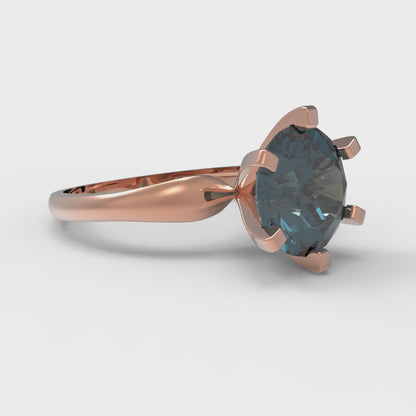 2.5 cttw Natural London Blue Topaz Solitaire  Engagement Ring - Solid Gold (Round Cut,8.5mm)